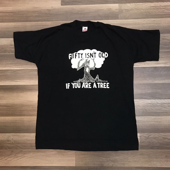 VTG "Fifty Isn't Old If You Are A Tree" Single Stitch T-Shirt Sz XL Made In USA - Picture 1 of 6